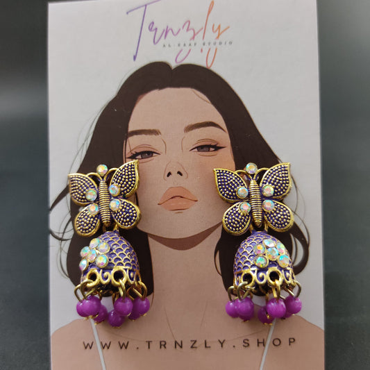 Regal Purple Butterfly Jhumkas