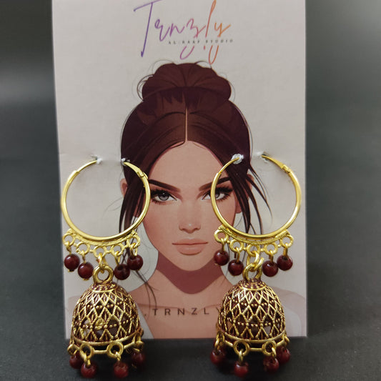 Maroon Delight Hoop Jhumkas