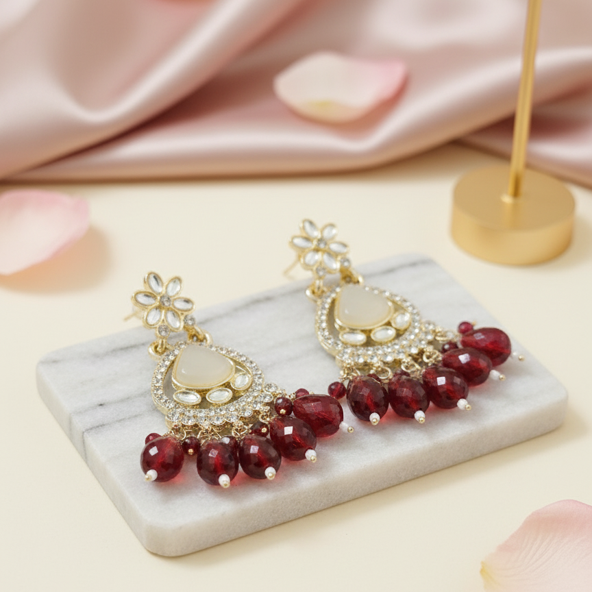 Maroon Beed Chandbalis