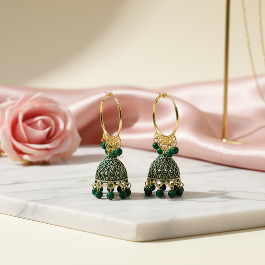 Emerald Elegance Hoops