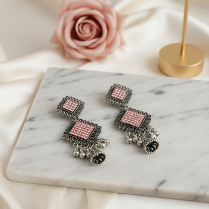 Pink Sapphire Bell Jhumkas