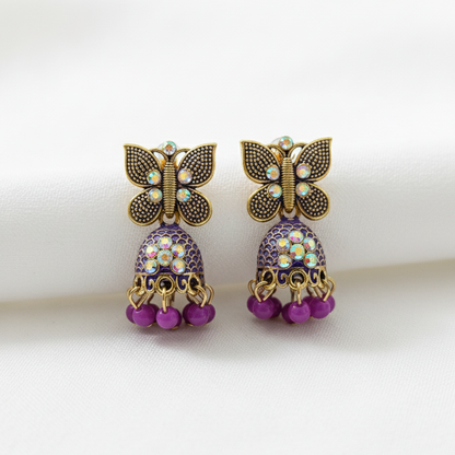 Regal Purple Butterfly Jhumkas