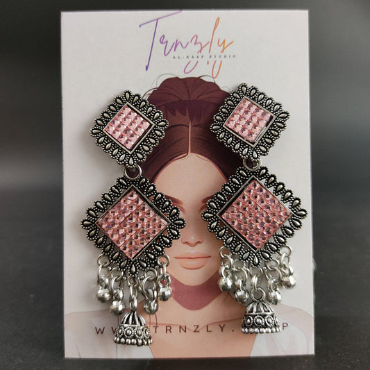 Pink Sapphire Bell Jhumkas