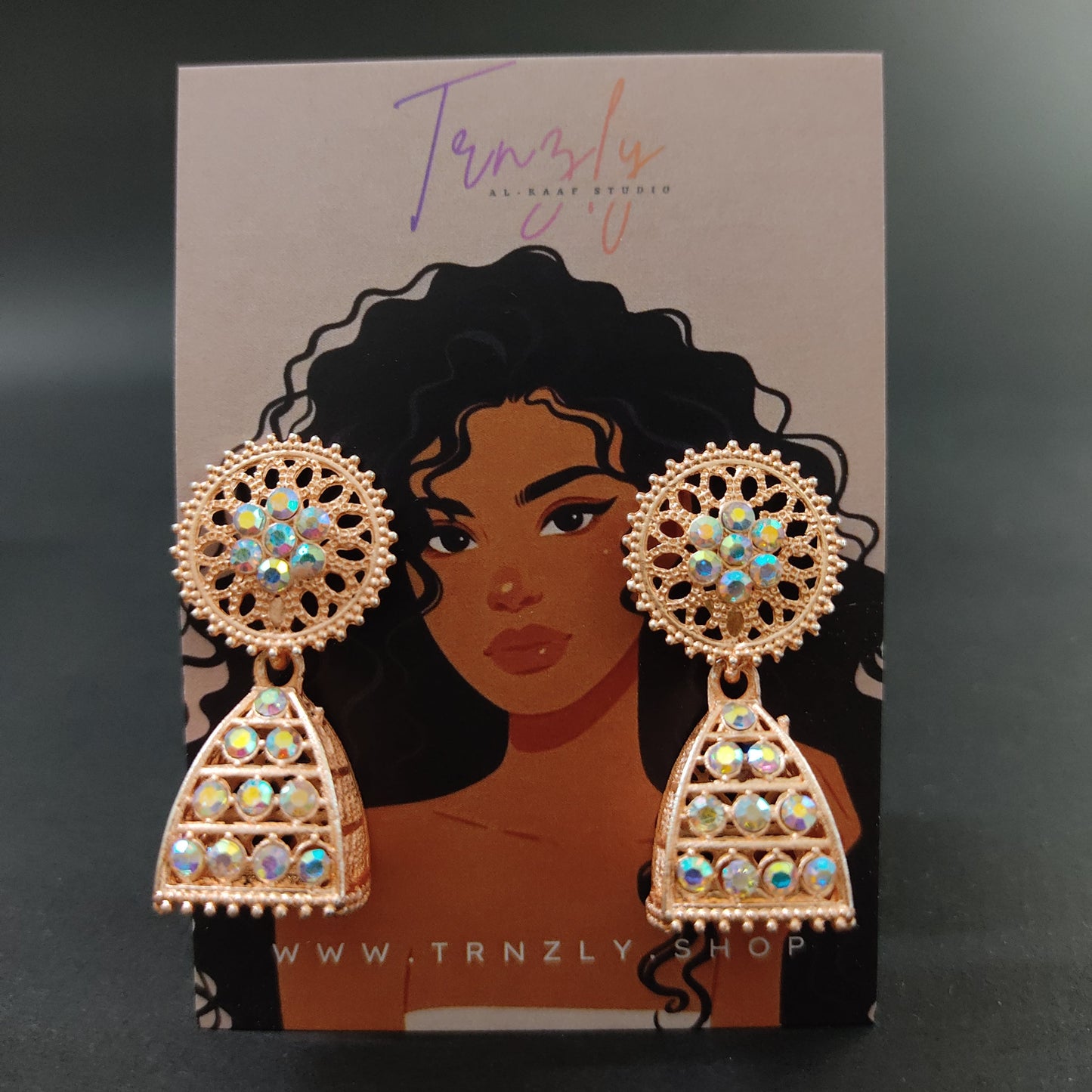 Rose Gold Geomatric Jhumkas at Rs 1