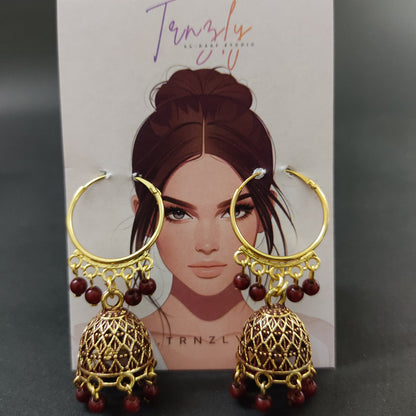 Maroon Delight Hoop Jhumkas